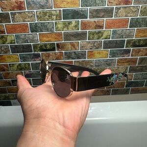 Ed Hardy Sunglasses UV 100% Protective Black Gold Frame w Dragon Ed-Annunciation